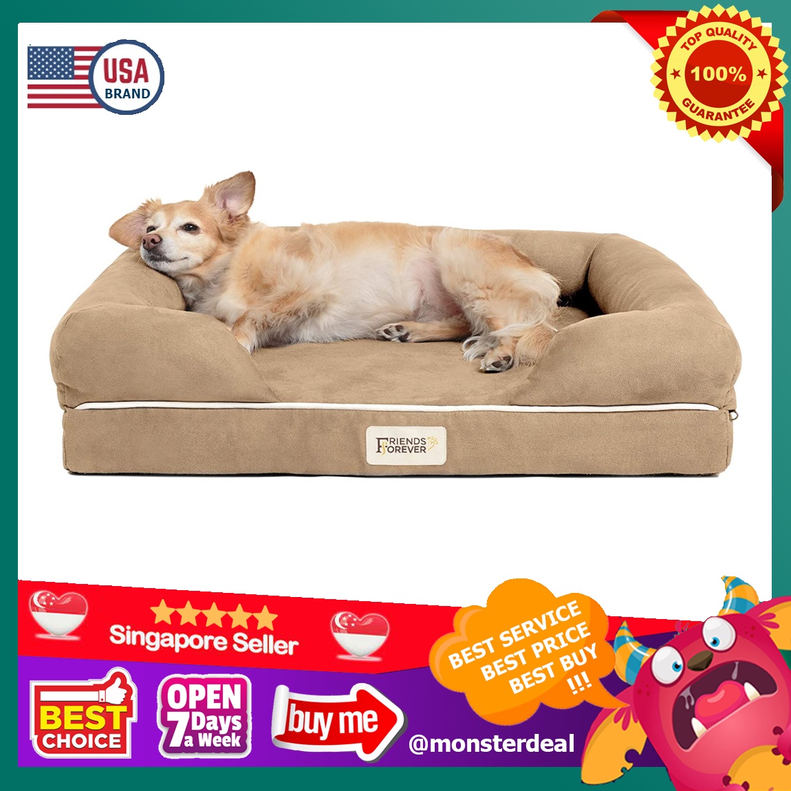 YBR nav Friends Forever Pet Dog Cat Puppy Kitten Large Breed Memory Foam Orthopedic Sofa Bed 100 Suede Removable Washable Cove Pet Supplies Homes Other Pet Accessories on Carousell