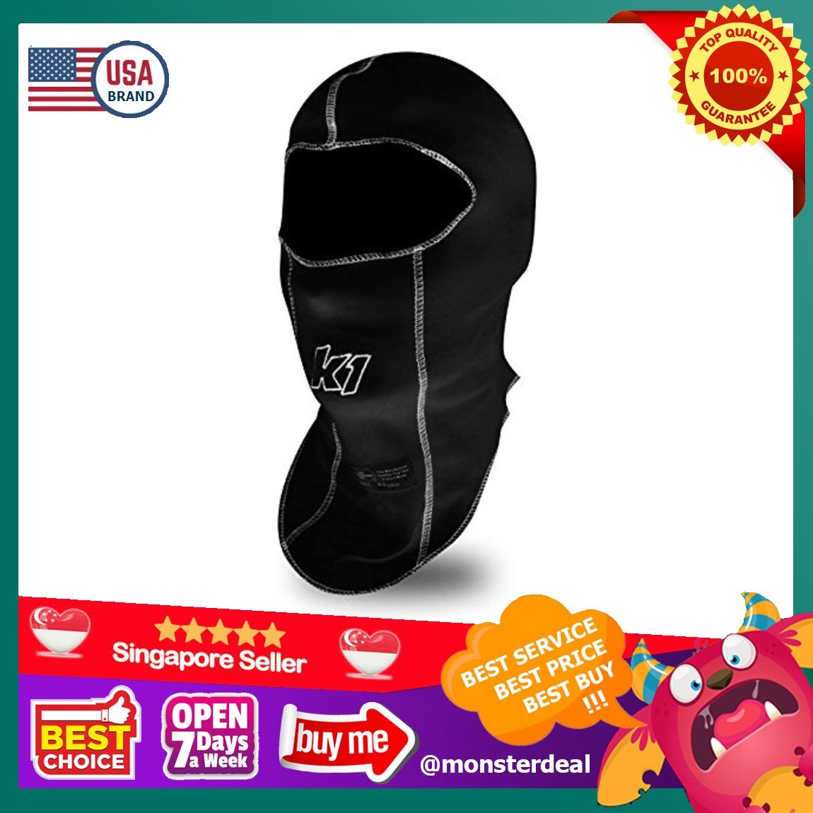 [YBR] Nomex Race Gear Single Layer Head Sock / Balaclava (Black) Go