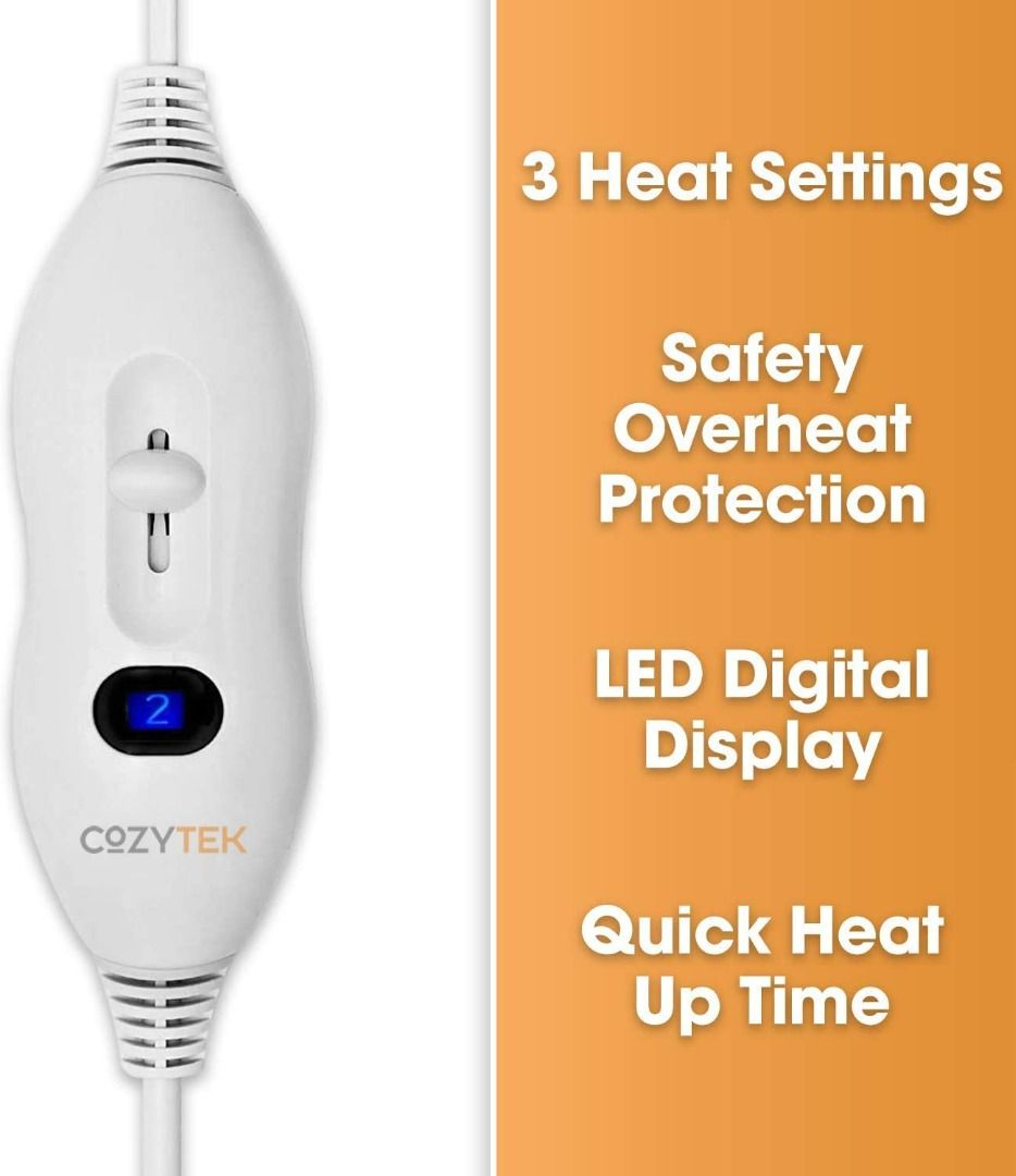 3204) COZYTEK SINGLE ELECTRIC BLANKET SINGLE CONTROL UNDERBLANKET 3 HEAT  SETTINGS, Health u0026 Nutrition, Massage Devices on Carousell