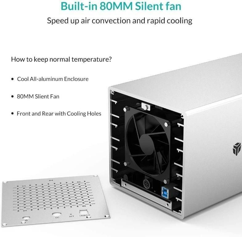 3624) Yottamaster 4 Bay Hard Drive Enclosure, Aluminum External SATA