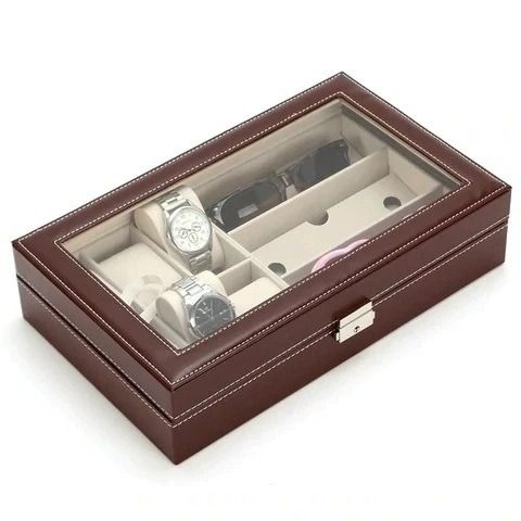 6 Slots Watch 3 Spectacles Compartment Storage Display Case