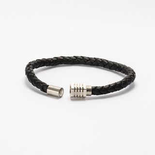 6mm thick black unisex leather bracelet
