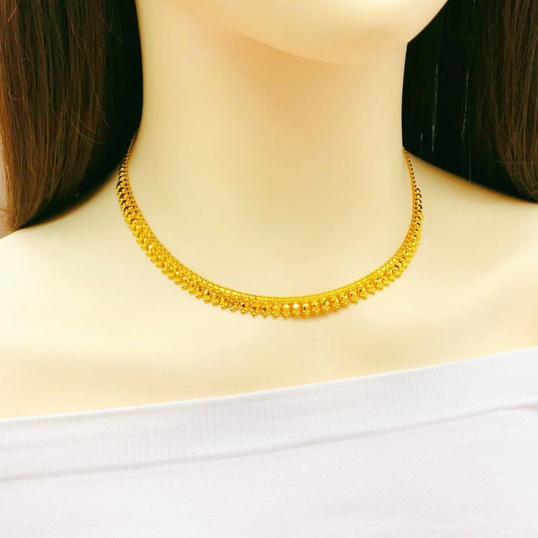 916 Gold Manga Jasmine Design Necklace Women s Fashion Jewelry