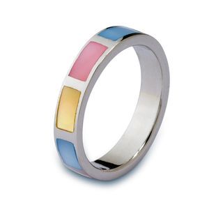 925 Sterling Silver Colourful Mother of Pearl Inlay (Ring Size: #7)