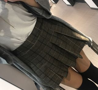 ☕️學生制服裙百褶裙蘇格蘭格紋短裙百摺短裙咖啡色格紋百褶裙子學生群學生制服裙制服褲裙