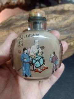 收藏清代老鼻煙壺舉鉢羅漢~馬少宣落款