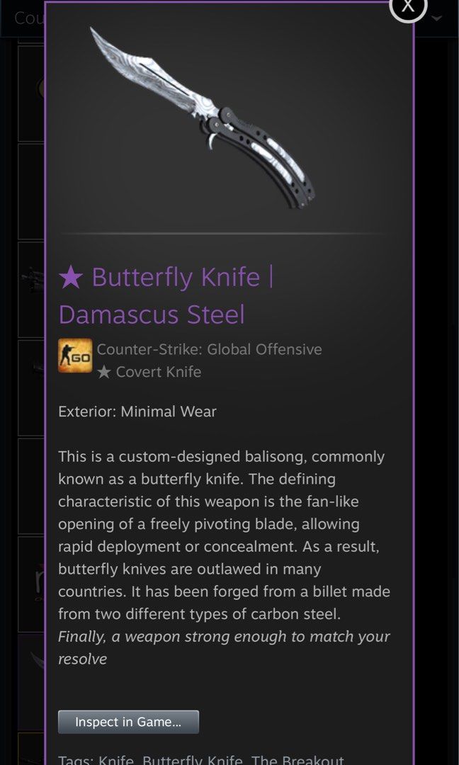 MW Butterfly Knife | Damascus Steel, Video Gaming, Gaming Accessories ...