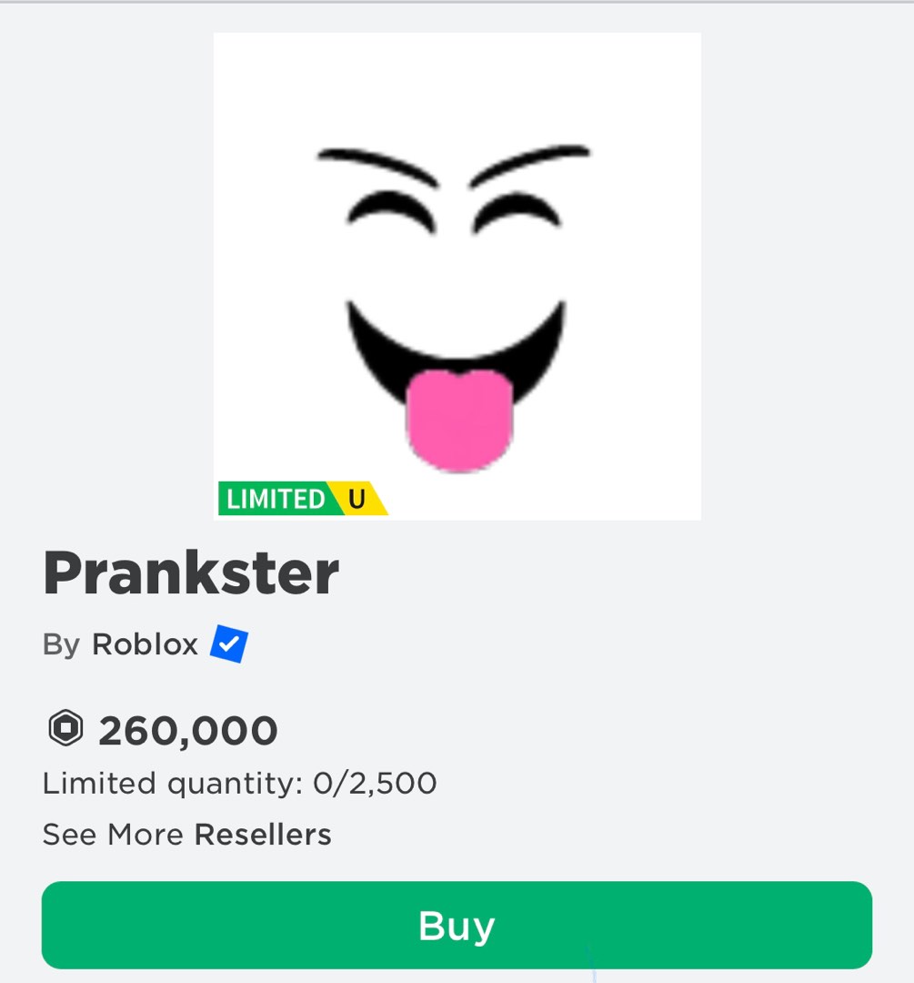 🔥 ROBLOX Limited PRANKSTER Face — 260k robux worth (valkyrie, skotn