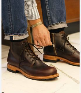 日本製 Slow Wear Lion dark brown zip up boots
