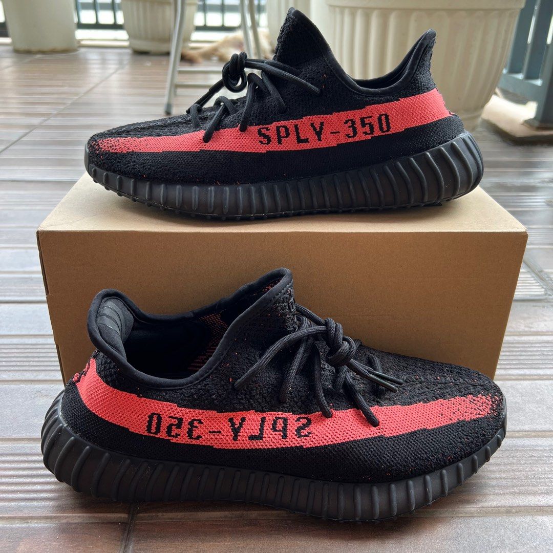 Adidas Yeezy Boost 350 V2 Core Black Red Fesyen Pria Sepatu