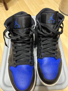 二手Air Jordan 1 Mid “Hyper Royal” 黑藍 籃球鞋 男鞋 554724-068