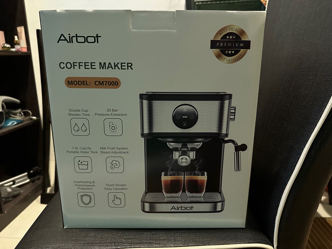 AIRBOT CM7000 COFFEE MAKER ESPRESSO MACHINE MILK FROTH STEAM DUAL, TV