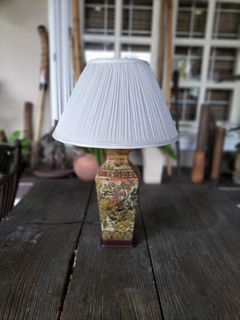 Antique Hand Painted Gold Leaf Porcelain Vase Lamp