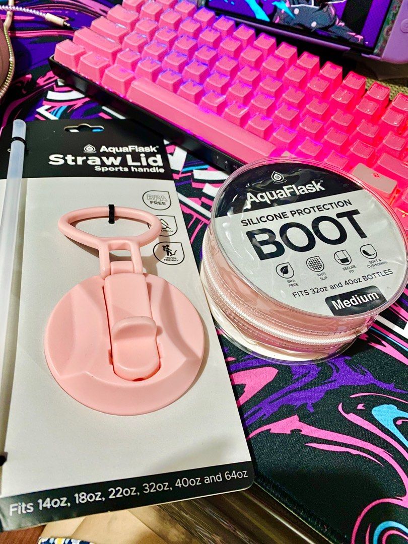 AquaFlask Silicone Boot Medium and Straw Lid (Ballet Pink), Furniture