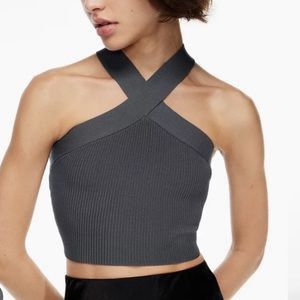 SCULPT KNIT CRISS CROSS CROPPED TANK  Cross top outfit, Halter top,  Elegant outfit