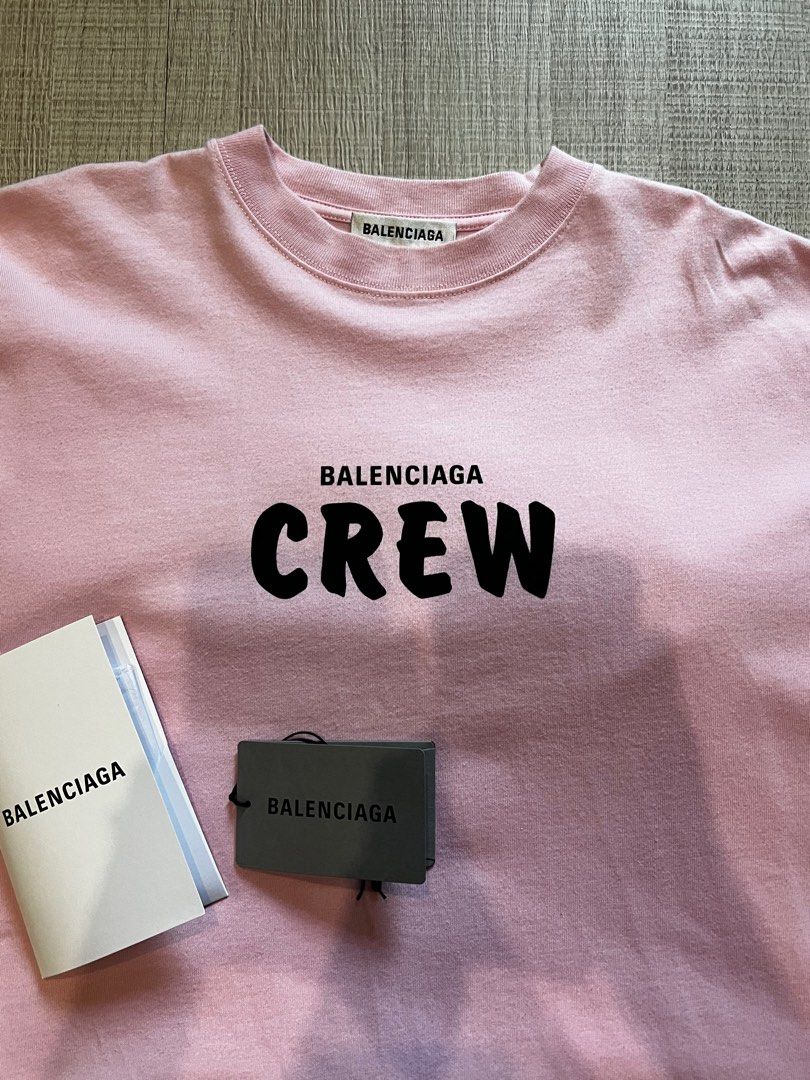 Balenciaga Over Crew Print Cotton Jersey Hoodie In Pink  ModeSens