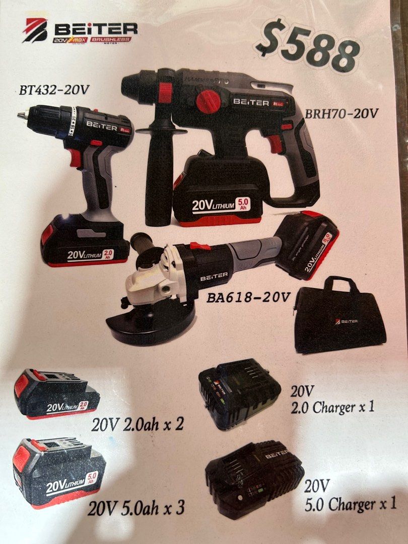Beiter combo set tools 1 impact driver BT432 20V 1 rotary
