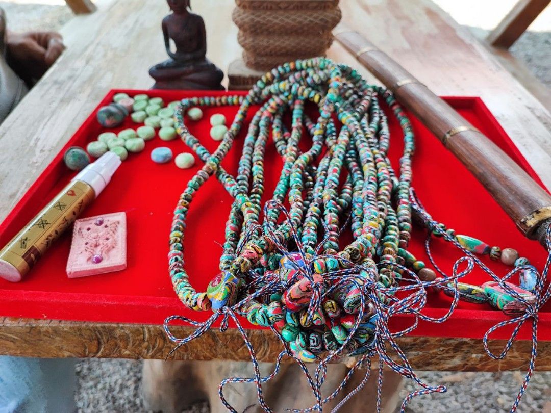 Benjarong 108 Buddha necklace with real Rudy. Kruba