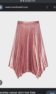 Bershka Pleated Velvet Skirt