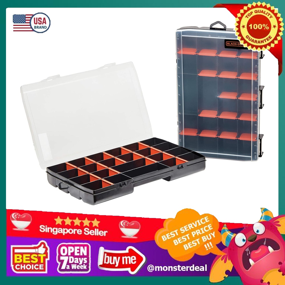 Beyond by Black+decker Plastic Organizer Box with Dividers, Screw Organizer & Craft Storage, 22-Compartment, 2-Pack (BDST60714AEV)