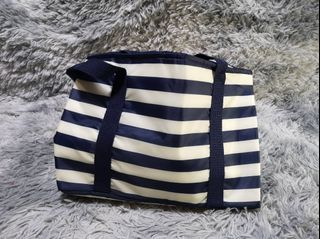 Blue and White Stripes Bag with Thermal Insulation