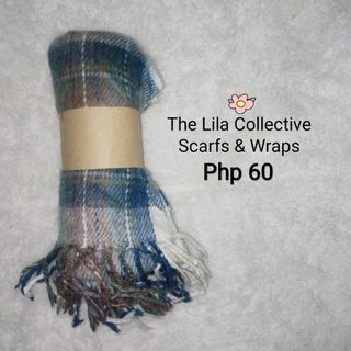 Blue tricolor plaid scarf