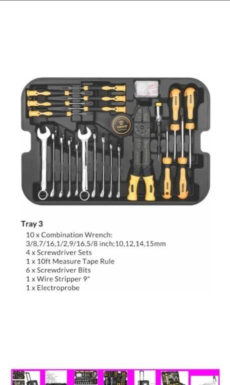 BML] (chk) DEKOPRO 258 Piece Tool Kit with Rolling Tool Box Socket Wrench  Hand Tool Set Mechanic Case Trolley Portable Large Tool B, Furniture  Home  Living, Home Improvement  Organisation, Home