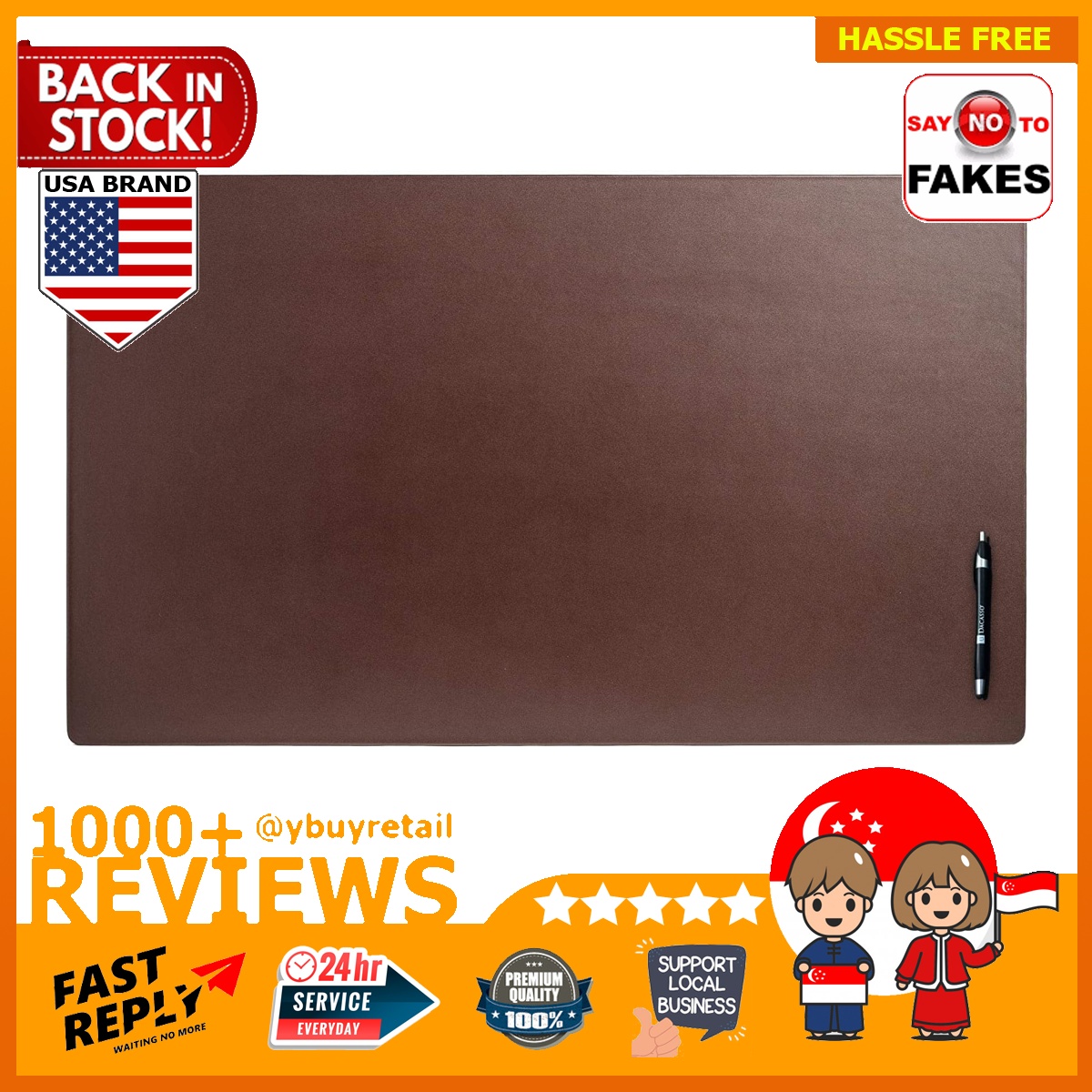 [BML] Dacasso USA Black or Chocolate Brown Top Grain Leather Desk Table