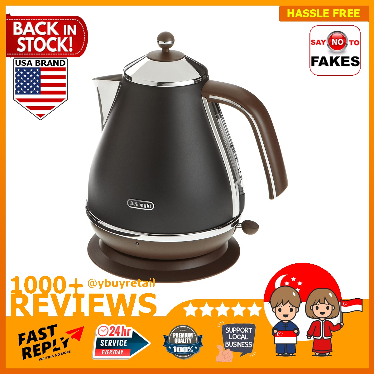 [BML] De'Longhi Icona Vintage Kettle 1.7L (Black), Furniture & Home