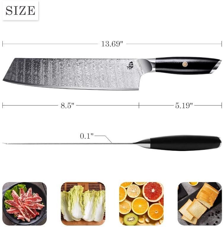 Kepeak Chinese Kitchen Slicing Cleaver Chef Knife Knives, Stainless Steel,  Ultra Sharp