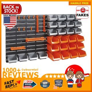 XDOVET Garage Organizer Bins, 30pc Wall Mount Storage Small Parts Bins with Peg Board and Install Screws, Store Your Nuts, Bolts, Screws, Nails