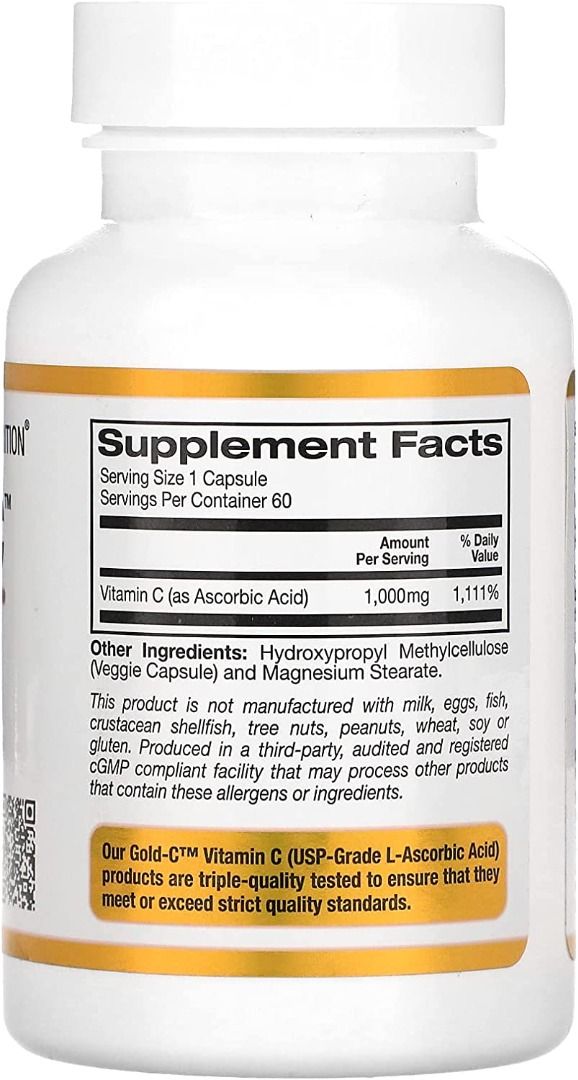 California Gold Nutrition, Gold C, USP Grade Vitamin C, 1,000 mg, 60