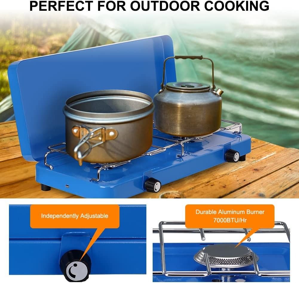 Camplux Propane Camping Stove 2 Burner, Portable Gas Stoves with