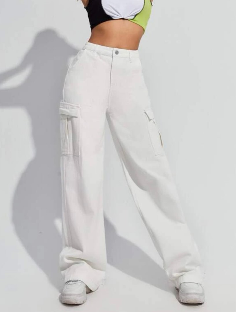 Cargo pants in white Women s Fashion Bottoms Jeans Leggings