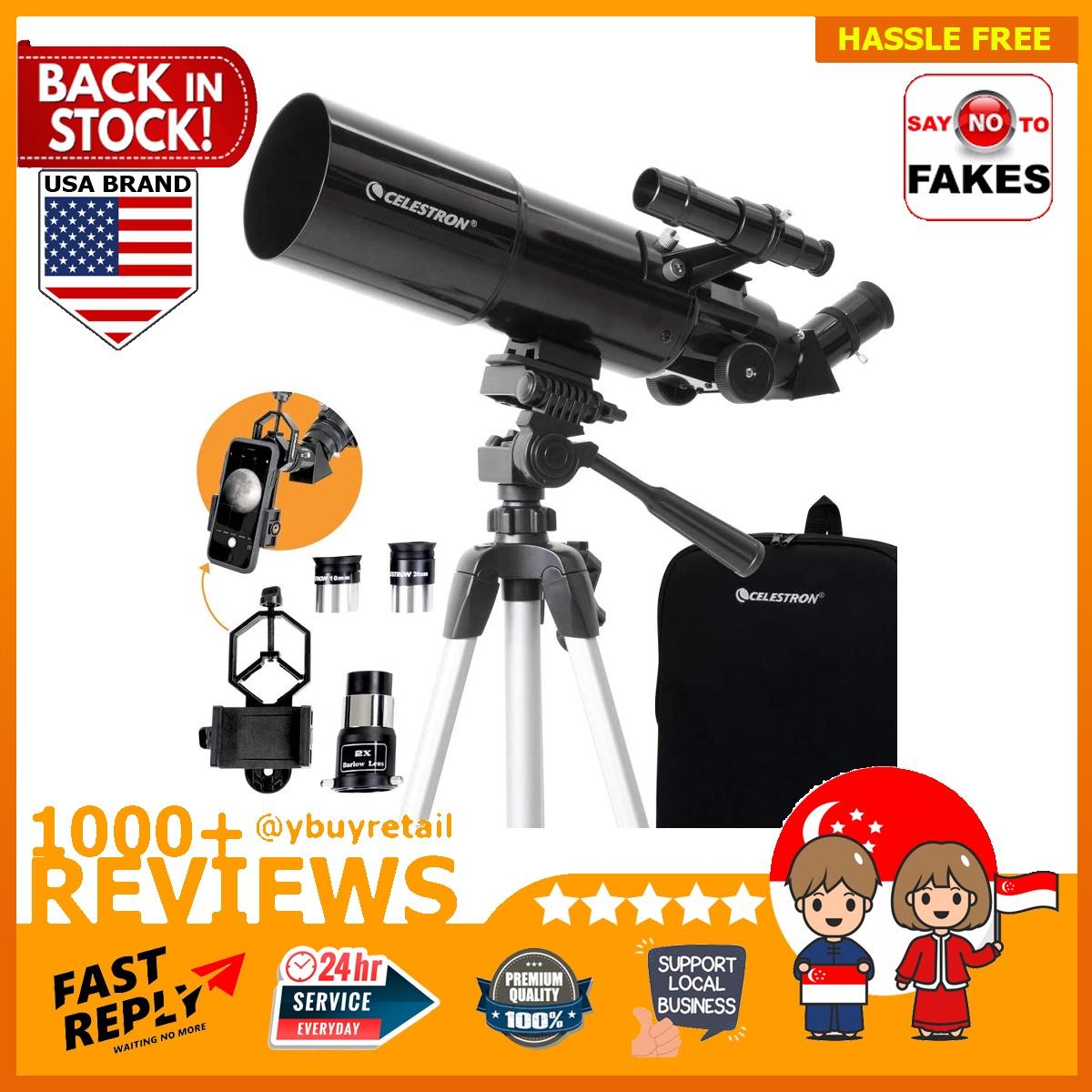 Celestron 22030 Travel Scope 80 Portable Telescope with Smartphone