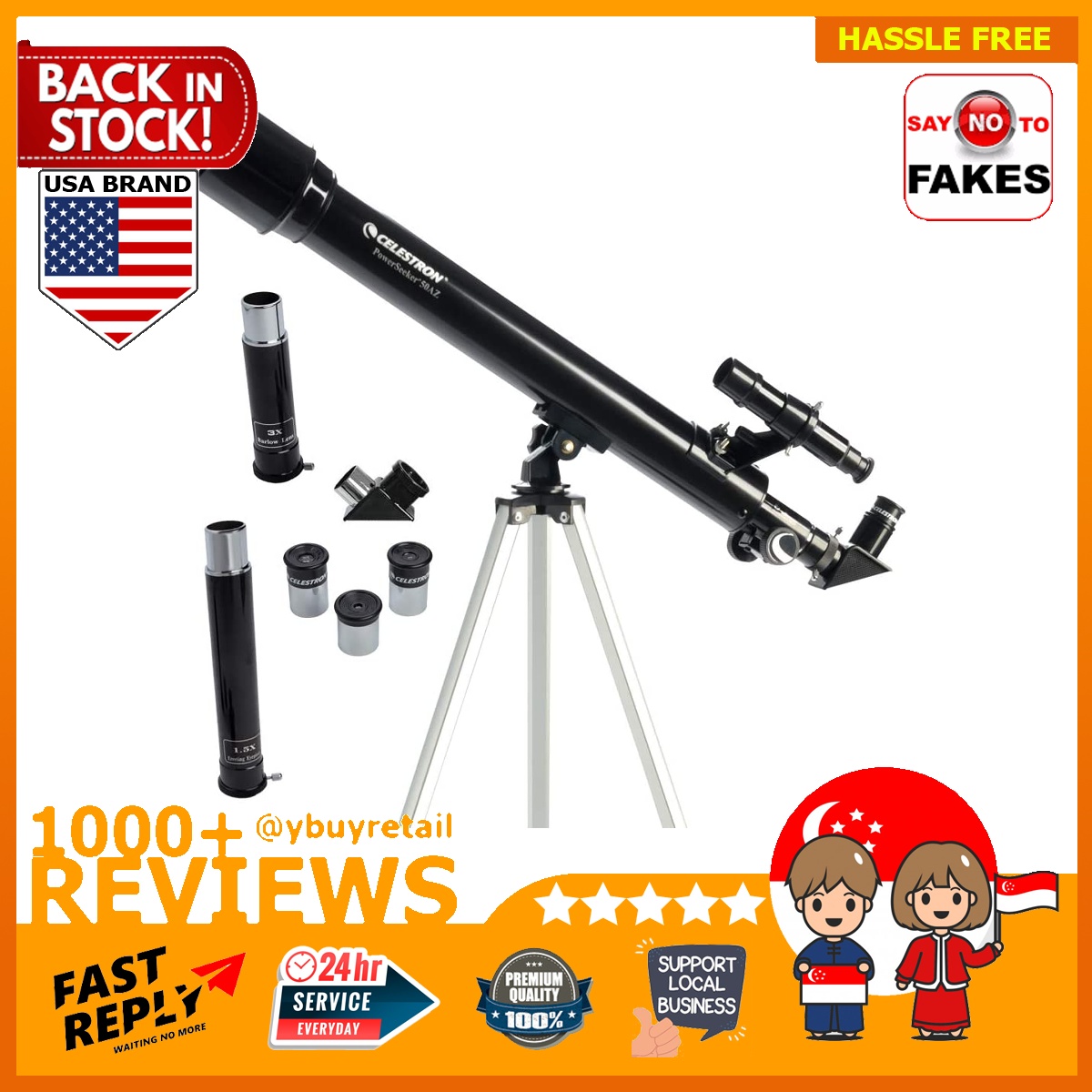 Celestron PowerSeeker 50AZ Telescope Black 50mm Aperture