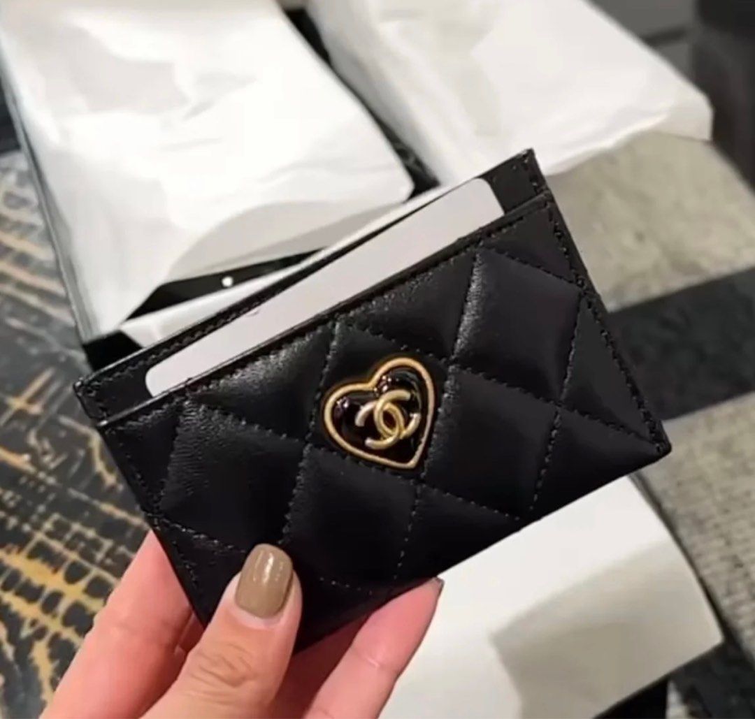 Chanel 22P Golden Gold CC Logo Quilted Classic O Credit Card Holder Wallet   eBay
