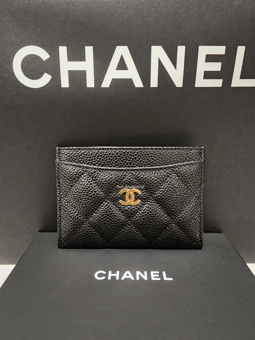 Chanel Classic Flat Card Holder in Black / GHW, Luxury, Bags