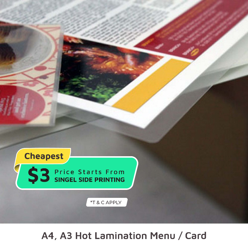 Cheapest and Express A4, A3 Hot Lamination Menu Cards Printing, Hobbies ...