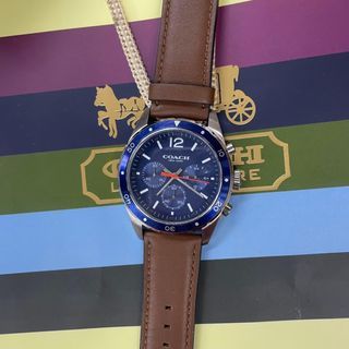 COACH LEATHER STRAP IN BROWN BLUE DIAL AUTHENTIC WATCH