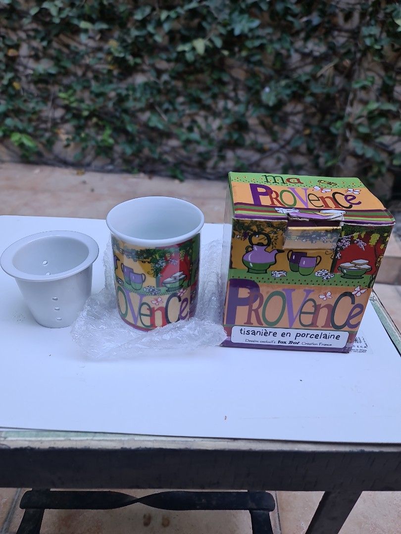 COFFEE OR TEA CUP (Category: Coffee & Tea Tableware) located in Makati City. Submitted by harvesting_game (Listing ID 1222498621, Image 3). Description: Brand new porcelain Coffee or Tea cup with drip. Made in France. Hand painted. No dents or chips. Will brighten up your morning! enjoy!.