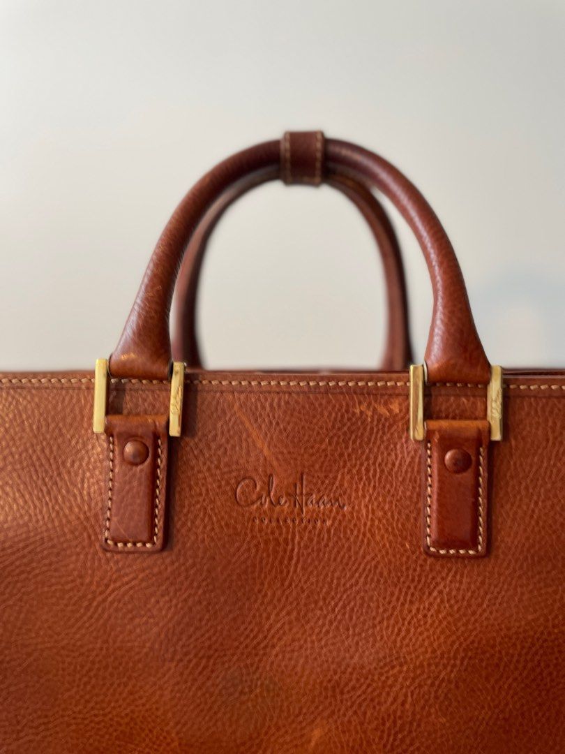 Cole Haan British Tan Leather Multi Compartment Briefcase