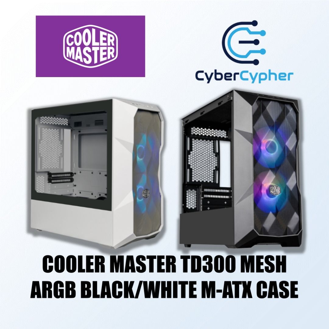 COOLER MASTER TD300 MESH ARGB BLACK/WHITE MATX CASE, Computers & Tech