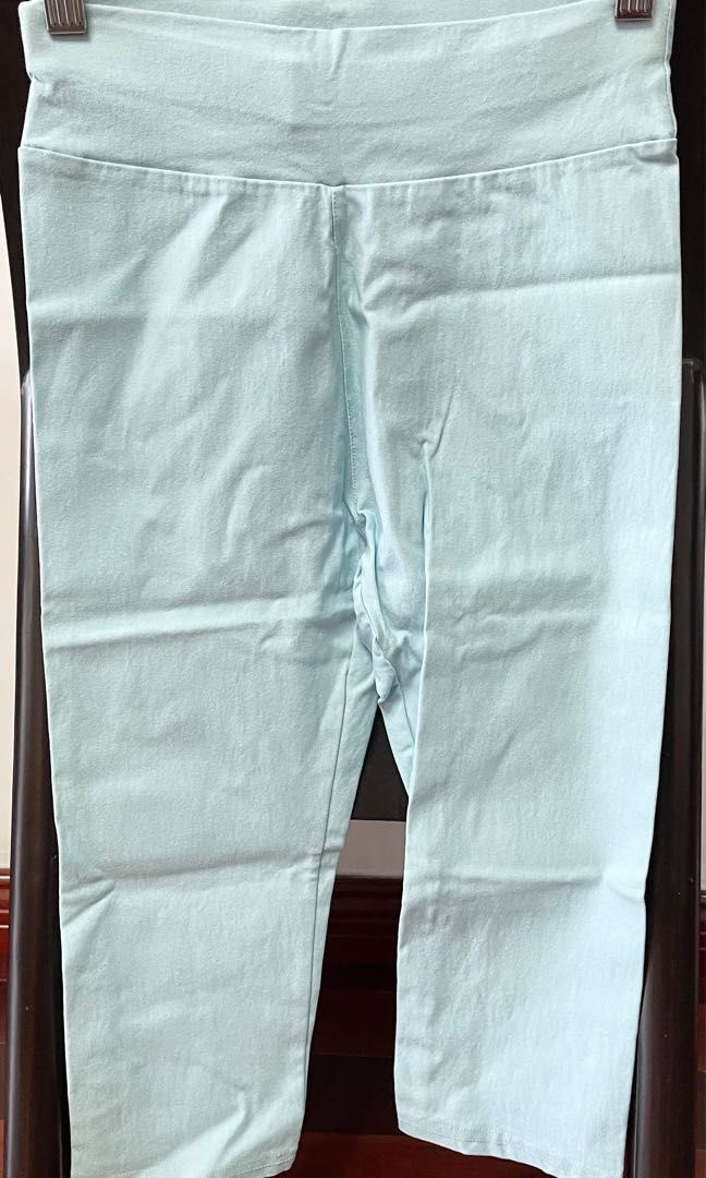 Cropped Trousers Leggings Pants Tights Shorts Women Girls Sky Blue Suitable to Match Skirts