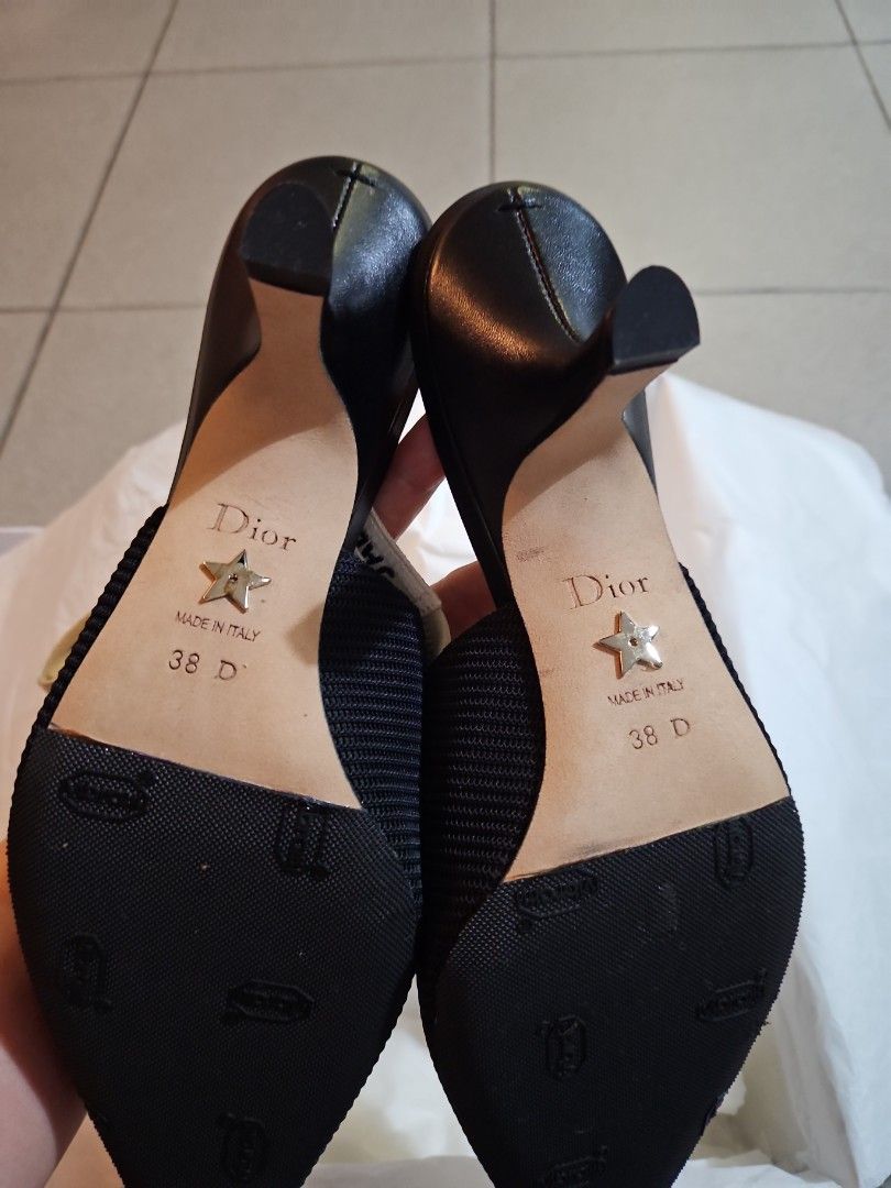 Dior Green Koi Lock Kitten Heels