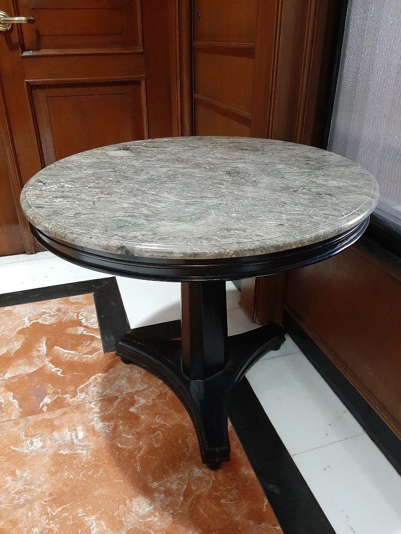 Elegant Round Marble Table (color Grey), Furniture & Home Living