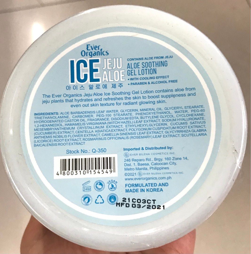 Ever Organics Ice Jeju Aloe Soothing Gel Lotion 300mL Paraben & Alcohol