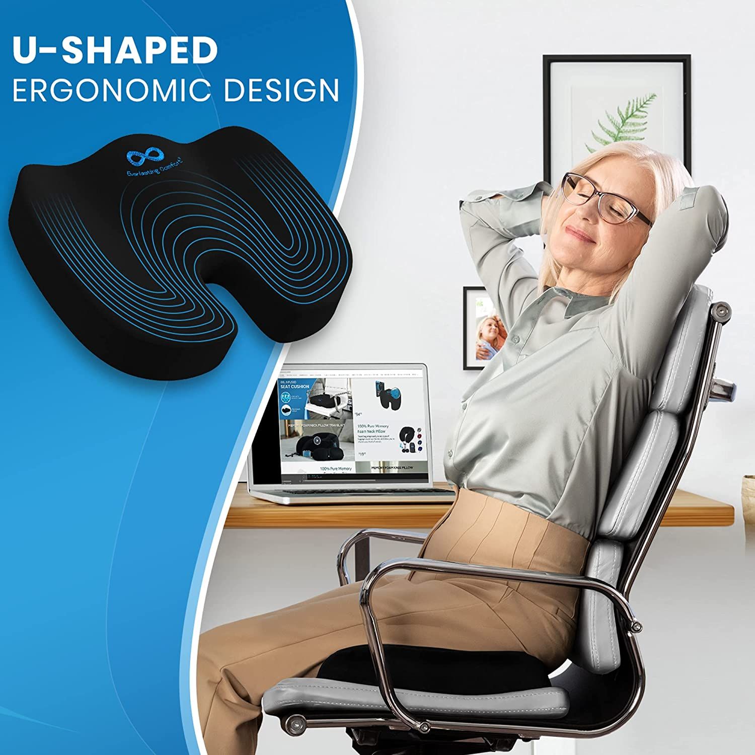 Everlasting comfort memory store foam seat cushion