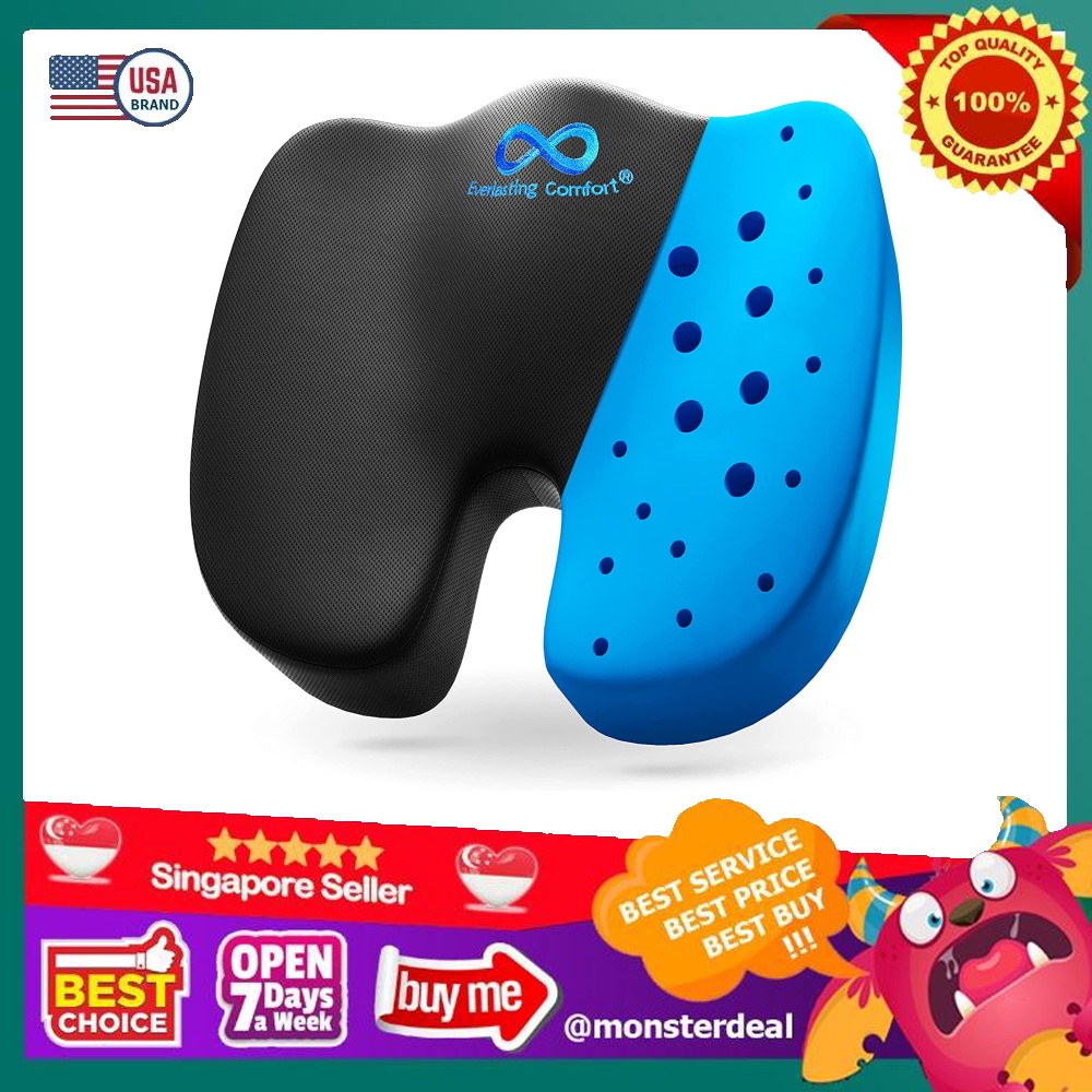 Everlasting Comfort Gel Infused Memory Foam Seat Cushion for Coccyx