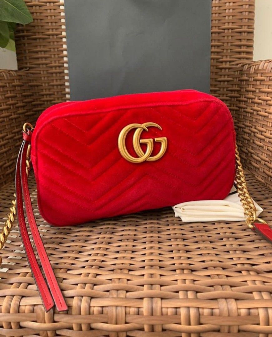 Fast Sale Last 1pcs, New, Gucci Camera Bag Red Velvet, •Nett, •Exclude  ongkir 💛❤